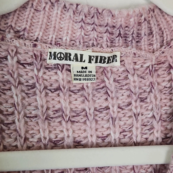 Moral Fiber Women’s Chunky Knit V-Neck Sweater Pink Purple Size M - Picture 2 of 13